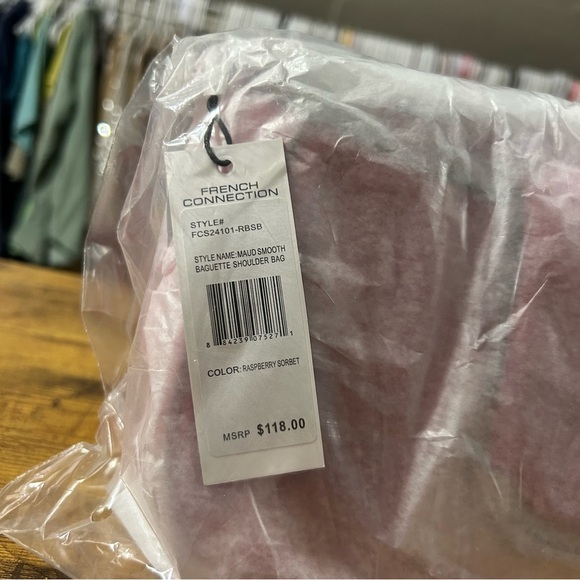 French Connection Maud Smooth Baguette Shoulder Bag & Crossbody Raspberry Sorbet - Picture 8 of 10